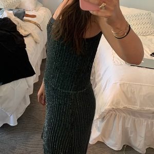 Parker Green and Black Beaded Dress